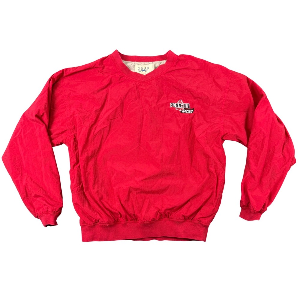 Vintage 90s Pennzoil Racing Pullover Windshirt Gear For Sports NASCAR Red Mens M